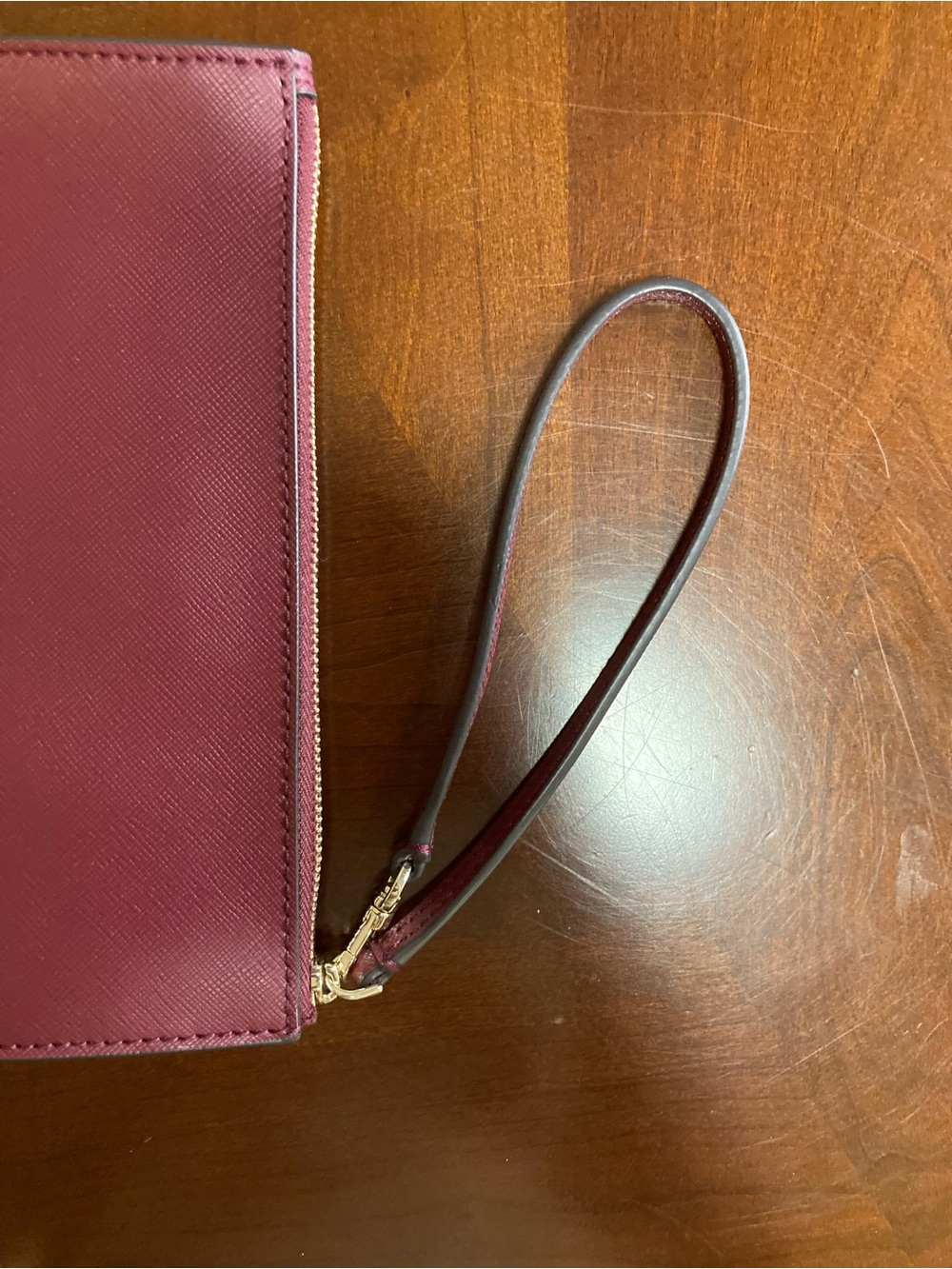 Kate Spade New York Staci Top-Zip Medium Wristlet Pouch Burgundy/Wine Red EUC - Picture 7 of 16